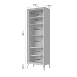 OTTO home Vitrine »Vida« (H/B/T): 195/64/40cm,UV lackiert, hochglänzend, Soft-Close und Push-to-open Funktion