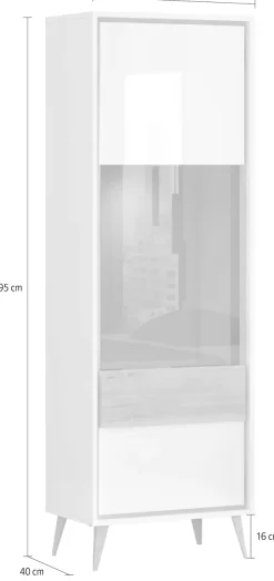 OTTO home Vitrine »Vida« (H/B/T): 195/64/40cm,UV lackiert, hochglänzend, Soft-Close und Push-to-open Funktion