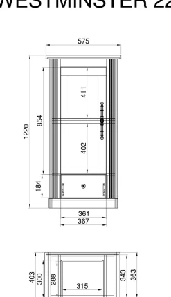 OTTO home Vitrine »Westminster, Hochschrank im Landhausstil, Glasvitrine, Stauraumelement« Metallgriffe, ausreichend Stauraum, in 2 Farben erhältlich
