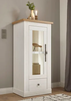 OTTO home Vitrine »Westminster, Hochschrank im Landhausstil, Glasvitrine, Stauraumelement« Metallgriffe, ausreichend Stauraum, in 2 Farben erhältlich
