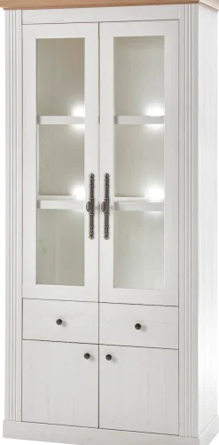 OTTO home Vitrine »Westminster, Hochschrank im Landhausstil, Glasvitrine, Stauraumelement« Metallgriffe, ausreichend Stauraum, in 2 Farben erhältlich