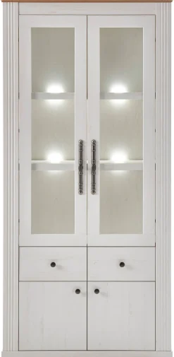 OTTO home Vitrine »Westminster, Hochschrank im Landhausstil, Glasvitrine, Stauraumelement« Metallgriffe, ausreichend Stauraum, in 2 Farben erhältlich
