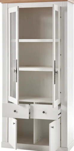 OTTO home Vitrine »Westminster, Hochschrank im Landhausstil, Glasvitrine, Stauraumelement« Metallgriffe, ausreichend Stauraum, in 2 Farben erhältlich