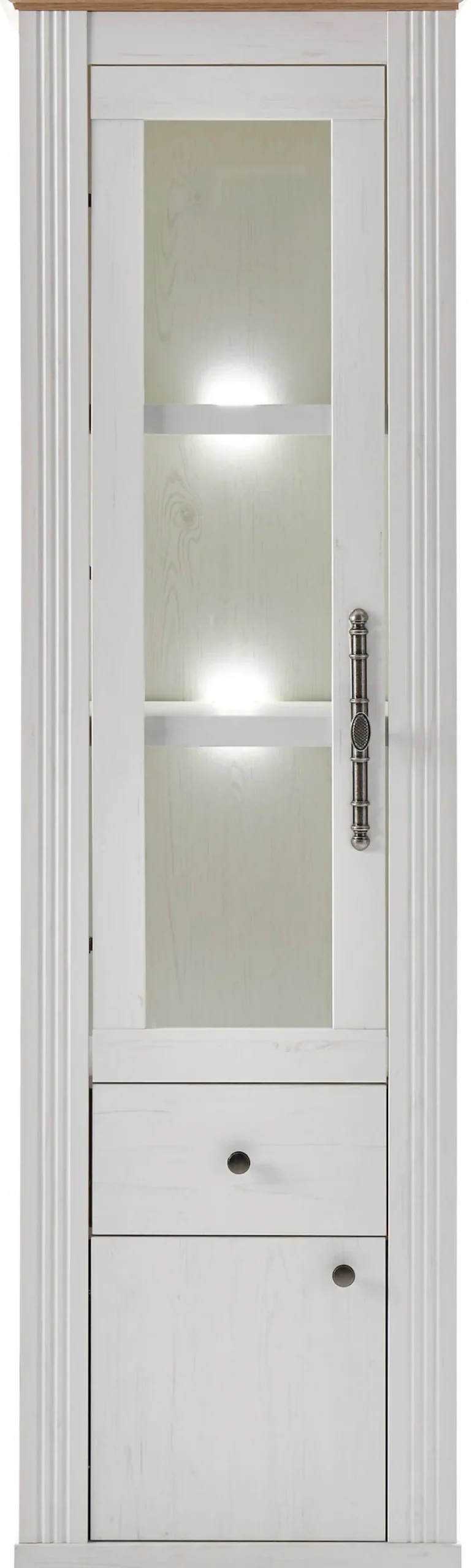 OTTO home Vitrine »Westminster, Hochschrank im Landhausstil, Glasvitrine, Stauraumelement« Metallgriffe, ausreichend Stauraum, in 2 Farben erhältlich