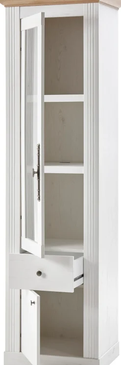 OTTO home Vitrine »Westminster, Hochschrank im Landhausstil, Glasvitrine, Stauraumelement« Metallgriffe, ausreichend Stauraum, in 2 Farben erhältlich