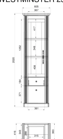 OTTO home Vitrine »Westminster, Hochschrank im Landhausstil, Glasvitrine, Stauraumelement« Metallgriffe, ausreichend Stauraum, in 2 Farben erhältlich