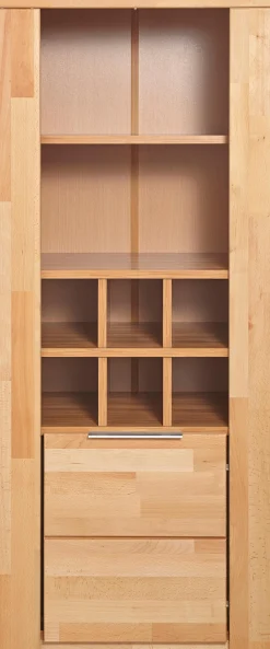 OTTO home Vitrine »ZARA81, 2 Fächer geschlossen, geölt, Wohnzimmer, teilmassiv Kernbuche« B/T/H:60/40/145cm, Front massivholz, Tür L/R, wein Regal, Griffleiste