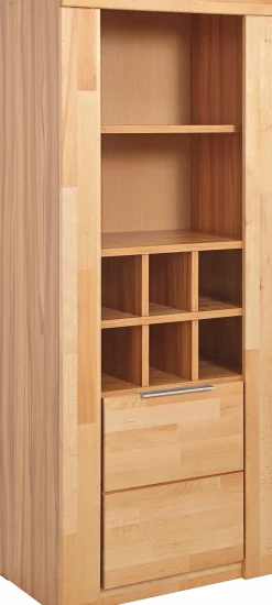 OTTO home Vitrine »ZARA81, 2 Fächer geschlossen, geölt, Wohnzimmer, teilmassiv Kernbuche« B/T/H:60/40/145cm, Front massivholz, Tür L/R, wein Regal, Griffleiste