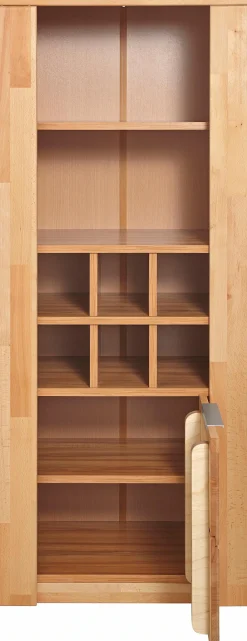 OTTO home Vitrine »ZARA81, 2 Fächer geschlossen, geölt, Wohnzimmer, teilmassiv Kernbuche« B/T/H:60/40/145cm, Front massivholz, Tür L/R, wein Regal, Griffleiste