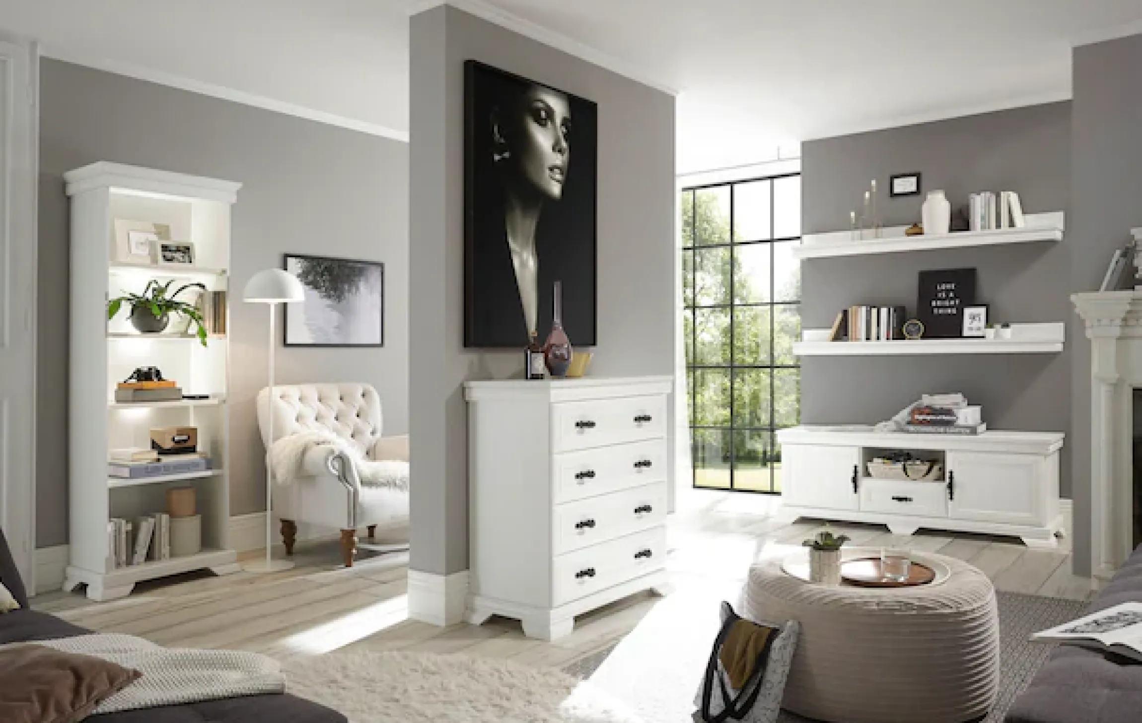 OTTO home Wandregal »Royal, elegantes Wandboard, Wandhalter mit Ablagefach, Hängeregal« im Laushausstil, vielseitig einsetzbar, 156 cm breit