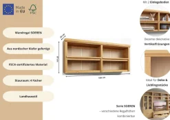 OTTO home Wandregal »Soeren« B/T/H: 158/29/67 cm,aus massiver Kiefer, 4 offene Fächer, FSC®-zertifiziert