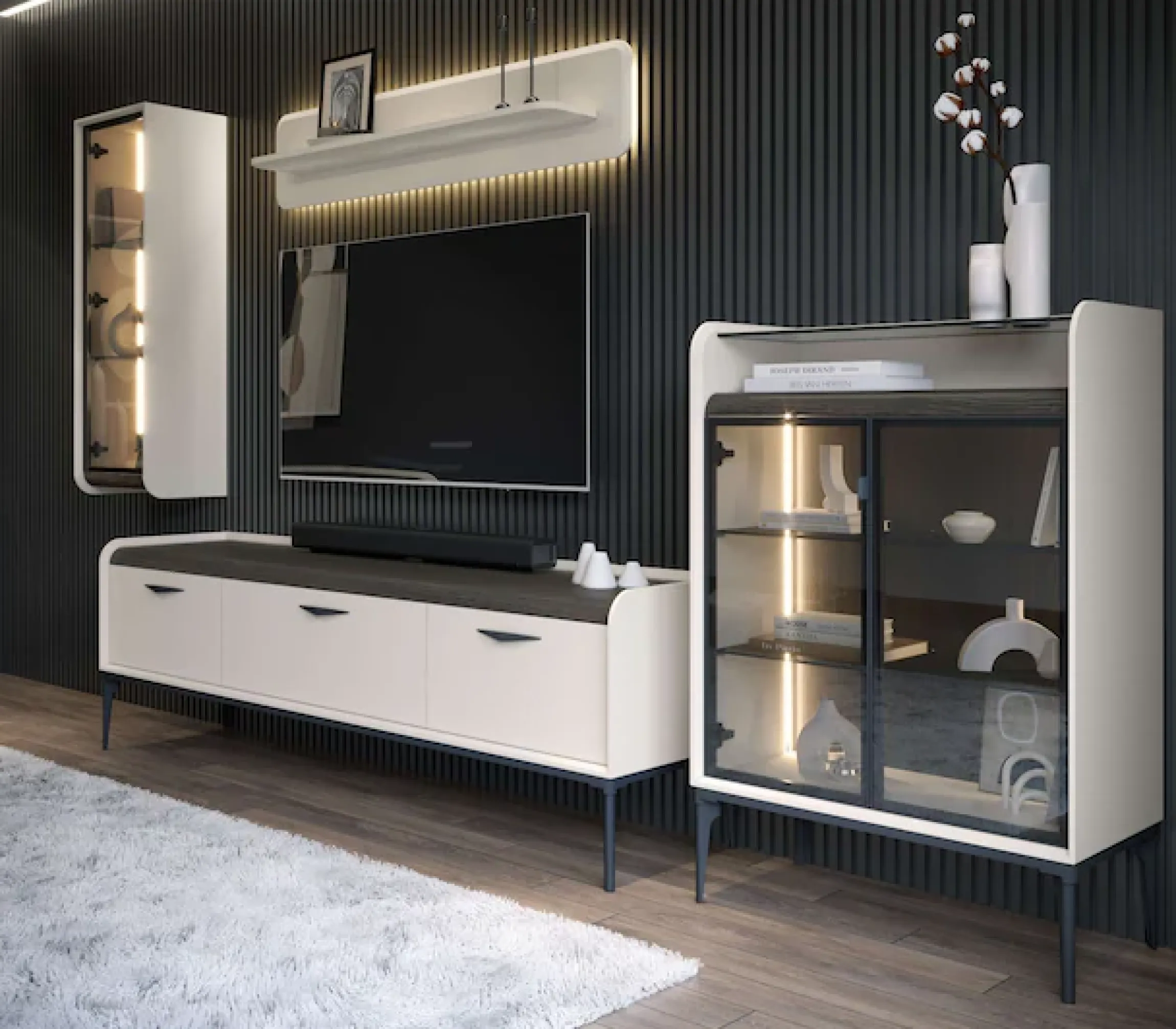 OTTO home Wandregal »Sofy Schwebendes Regal, Wandkonsole, Wandboard, LED-Beleuchtung« UV lackiert, Ablageboden, Wandmontiert,Breite 140 cm