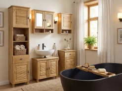 OTTO home Waschbeckenunterschrank »Rauna« aus massiver Kiefer, Breite 64 cm, Rillenoptik, made in EU