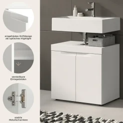 OTTO home Waschbeckenunterschrank »MAOI, Breite 60cm, 2 Türen, 2 Fächer, 1 Einlegeboden« Badezimmerschrank, Unterschrank, Kommode, WBU, Bad, Badezimmer