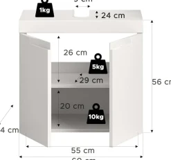 OTTO home Waschbeckenunterschrank »MAOI, Breite 60cm, 2 Türen, 2 Fächer, 1 Einlegeboden« Badezimmerschrank, Unterschrank, Kommode, WBU, Bad, Badezimmer