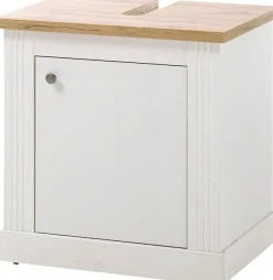 OTTO home Waschbeckenunterschrank »WESTMINSTER, Waschtisch im Landhausstil, Badschrank mit Metallgriffen« in 2 Farben verfügbar, mit Stauraum hinter Drehtür
