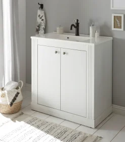 OTTO home Waschtisch »WESTMINSTER, Waschbeckenunterschrank inkl. Waschbecken, Metallgriffe« 1 Stk. tlg. in 2 Farben verfügbar, mit Stauraum, inkl. Waschbecken, Breite 80 cm