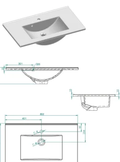 OTTO home Waschtisch »WESTMINSTER, Waschbeckenunterschrank inkl. Waschbecken, Metallgriffe« 1 Stk. tlg. in 2 Farben verfügbar, mit Stauraum, inkl. Waschbecken, Breite 80 cm