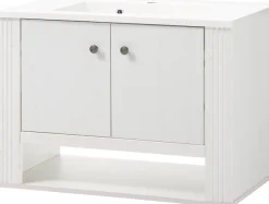 OTTO home Waschtisch »WESTMINSTER, Waschbeckenunterschrank inkl. Waschbecken, Metallgriffe« 1 Stk. tlg. in 2 Farben verfügbar, hängend, inkl. Waschbecken, Breite 80 cm