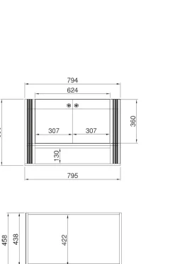 OTTO home Waschtisch »WESTMINSTER, Waschbeckenunterschrank inkl. Waschbecken, Metallgriffe« 1 Stk. tlg. in 2 Farben verfügbar, hängend, inkl. Waschbecken, Breite 80 cm