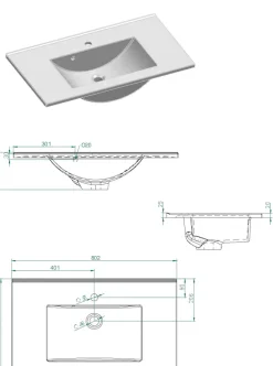 OTTO home Waschtisch »WESTMINSTER, Waschbeckenunterschrank inkl. Waschbecken, Metallgriffe« 1 Stk. tlg. in 2 Farben verfügbar, hängend, inkl. Waschbecken, Breite 80 cm