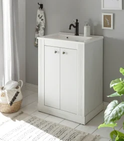 OTTO home Waschtisch »WESTMINSTER, Waschbeckenunterschrank inkl. Waschbecken, Metallgriffe« 1 Stk. tlg. in 2 Farben verfügbar, mit Stauraum, inkl. Waschbecken, Breite 60 cm