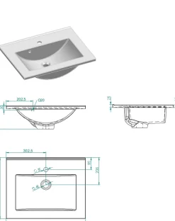 OTTO home Waschtisch »WESTMINSTER, Waschbeckenunterschrank inkl. Waschbecken, Metallgriffe« 1 Stk. tlg. in 2 Farben verfügbar, mit Stauraum, inkl. Waschbecken, Breite 60 cm