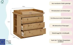 OTTO home Wickelkommode »Indra, Landhausstil, viel Stauraum« FSC® zertifiziertes Massivholz, inklusive Unterbauregal und Aufsatz 100 cm