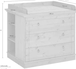 OTTO home Wickelkommode »Indra, Landhausstil, viel Stauraum« FSC® zertifiziertes Massivholz, inklusive Unterbauregal und Aufsatz 100 cm