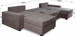 OTTO home Wohnlandschaft »Alexa U-Form, B: 313 cm, inkl. Schlaffunktion« inkl. Bettkasten, 4 Zierkissen, XXL Liegefläche 268x137cm, Federkern