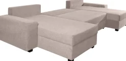 OTTO home Wohnlandschaft »Alexa U-Form, B: 313 cm, inkl. Schlaffunktion« inkl. Bettkasten, 4 Zierkissen, XXL Liegefläche 268x137cm, Federkern