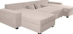 OTTO home Wohnlandschaft »Alexa U-Form, B: 313 cm, inkl. Schlaffunktion« inkl. Bettkasten, 4 Zierkissen, XXL Liegefläche 268x137cm, Federkern