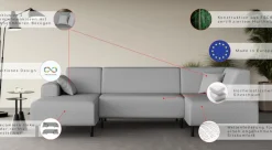 OTTO home Wohnlandschaft »ARROS U-Form mit Wellenunterfederung, Maße B/T/H: 300/163/81 cm« incl. Zierkissen, mit Recamiere links/rechts bestellbar, auch in Cord