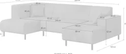 OTTO home Wohnlandschaft »ARROS U-Form mit Wellenunterfederung, Maße B/T/H: 300/163/81 cm« incl. Zierkissen, mit Recamiere links/rechts bestellbar, auch in Cord