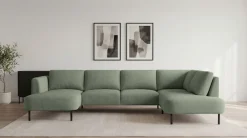 OTTO home Wohnlandschaft »Cesola« in weichem Chenille-Stoff, Breite 327 cm, mit schwarzen Metallfüßen