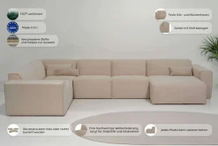 OTTO home Wohnlandschaft »Clayton Breite 371 cm, U-Form« in einem trendigen Cord-Bezug, verschiedene Kombinationen verfügbar