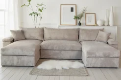 OTTO home Wohnlandschaft »Cosy U-Form, B: 309 cm, XXL-Wohnlandschaft mit Federkern« 2 Zierkissen, Mega-Sofa, Cord oder Struktur weich, Kaltschaumauflage
