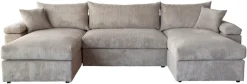 OTTO home Wohnlandschaft »Cosy U-Form, B: 309 cm, XXL-Wohnlandschaft mit Federkern« 2 Zierkissen, Mega-Sofa, Cord oder Struktur weich, Kaltschaumauflage