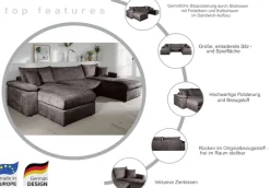OTTO home Wohnlandschaft »Cosy U-Form, B: 309 cm, XXL-Wohnlandschaft mit Federkern« 2 Zierkissen, Mega-Sofa, Cord oder Struktur weich, Kaltschaumauflage
