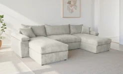 OTTO home Wohnlandschaft »Cosy U-Form, B: 309 cm, XXL-Wohnlandschaft mit Federkern« 2 Zierkissen, Mega-Sofa, Cord oder Struktur weich, Kaltschaumauflage