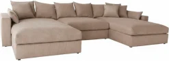 OTTO home Wohnlandschaft »Cosy Lounge U-Form, Breite 385 cm« Mega-Sofa mit Cordstoff bezogen, mit Federkern & 5 Zierkissen