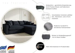 OTTO home Wohnlandschaft »Cosy Lounge U-Form, Breite 385 cm« Mega-Sofa mit Cordstoff bezogen, mit Federkern & 5 Zierkissen