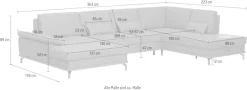 OTTO home Wohnlandschaft »Costello U-Form, B: 363 cm mit Sitztiefen- & Armteilverstellung« optional Schlaffunktion & Bettkasten