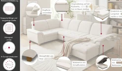 OTTO home Wohnlandschaft »Egedal 344 x 214 cm, auch mit Schlaffunktion & Bettkasten, Holzfüße« U-Form, aus pflegeleichtem Lu x us-Microfaser