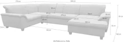 OTTO home Wohnlandschaft »Egedal 344 x 214 cm, auch mit Schlaffunktion & Bettkasten, Holzfüße« U-Form, aus pflegeleichtem Lu x us-Microfaser