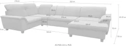 OTTO home Wohnlandschaft »Eggery 352 x 214 cm, auch mit Schlaffunktion & Bettkasten, Holzfüße« Kopfteile verstellbar, U-Form, aus pflegeleichtem Luxus-Microfaser