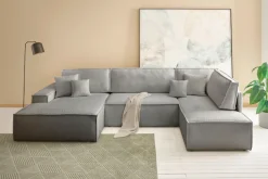 OTTO home Wohnlandschaft »FINNLEYBouclé U-Form XXL 329 cm - OTTO. Verlässliche Qualität.« Schlafsofa, Bettkasten, in Bouclé, Struktur fein und Mega Cord