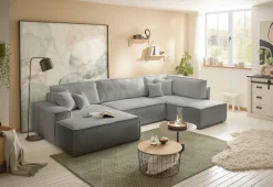 OTTO home Wohnlandschaft »FINNLEYBouclé U-Form XXL 329 cm - OTTO. Verlässliche Qualität.« Schlafsofa, Bettkasten, in Bouclé, Struktur fein und Mega Cord
