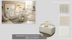 OTTO home Wohnlandschaft »FINNLEYBouclé U-Form XXL 329 cm - OTTO. Verlässliche Qualität.« Schlafsofa, Bettkasten, in Bouclé, Struktur fein und Mega Cord