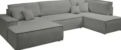 OTTO home Wohnlandschaft »FINNLEYBouclé U-Form XXL 329 cm - OTTO. Verlässliche Qualität.« Schlafsofa, Bettkasten, in Bouclé, Struktur fein und Mega Cord